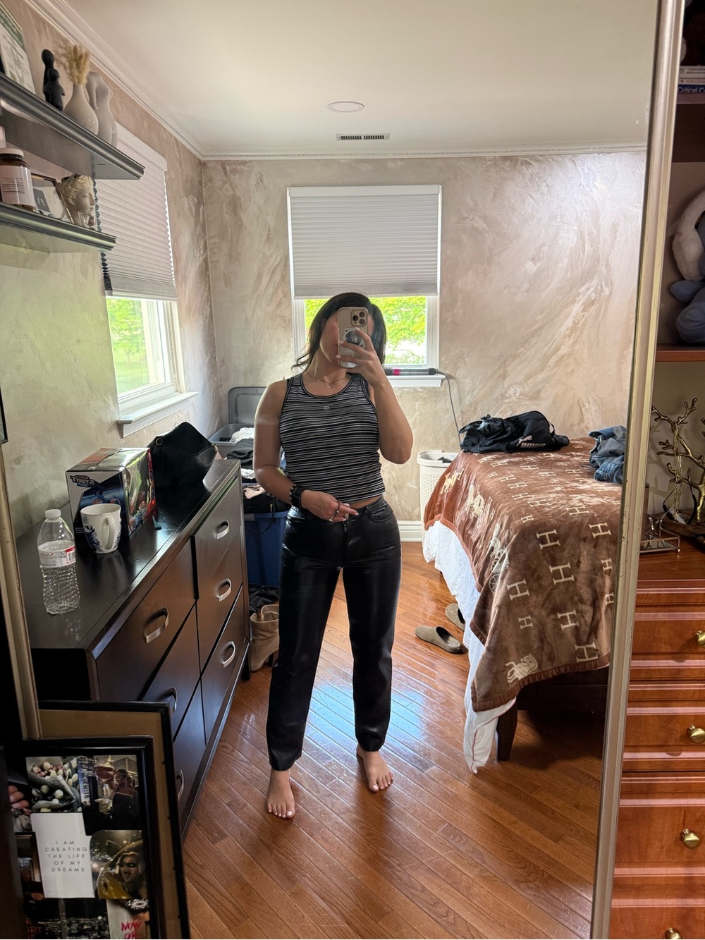 Aritzia Black Faux-Leather Straight-Leg Pants